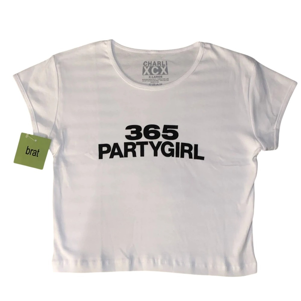 Brat Charli XCX 365 Party Girl Tee White Large Sold Out NWT